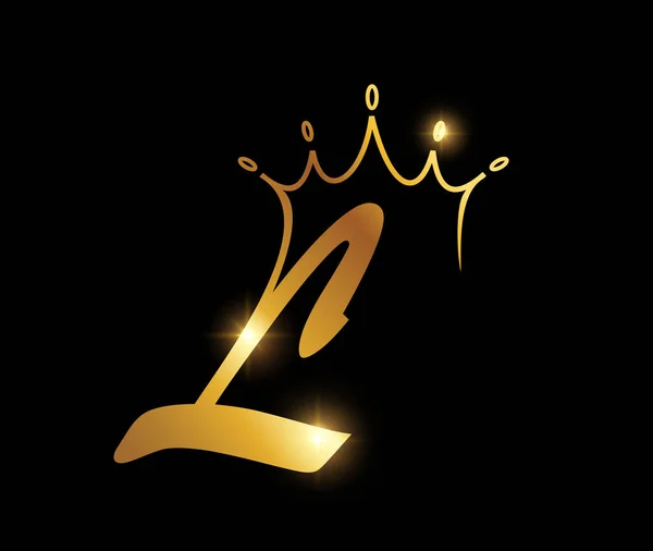 Golden Crown Monogram Logo Initial Letter — 스톡 벡터