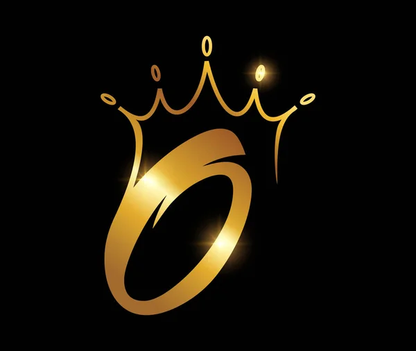 Goldene Krone Monogramm Logo Anfangsbuchstabe — Stockvektor
