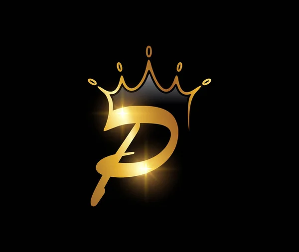 Corona Dorada Logo Monograma Inicial Letra — Archivo Imágenes Vectoriales