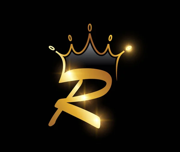 金王冠标识首字母R — 图库矢量图片