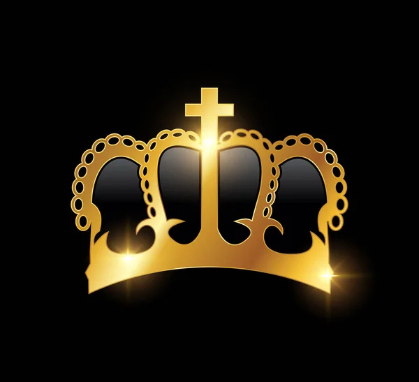 Golden Luxury Crown Icon Sign — Stock Vector