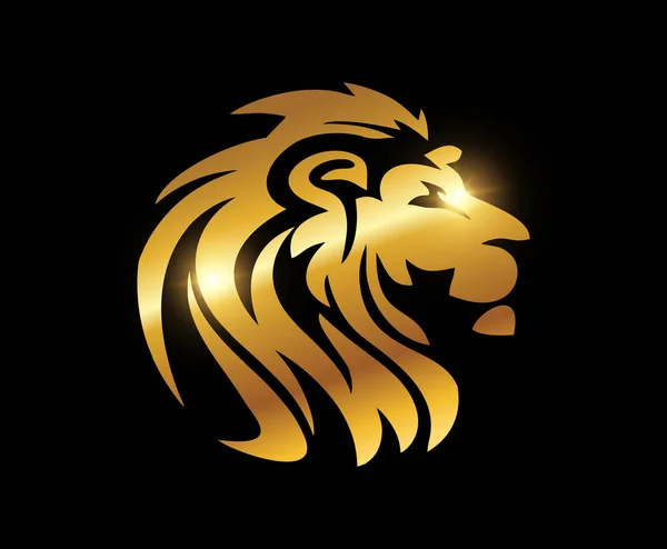 Signo Logotipo Vector Cabeza León Dorado — Vector de stock