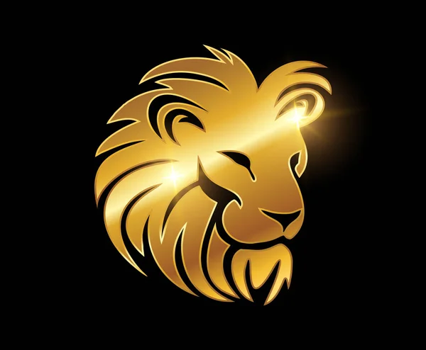 Golden Lion Head Vector Logo Sign — 스톡 벡터