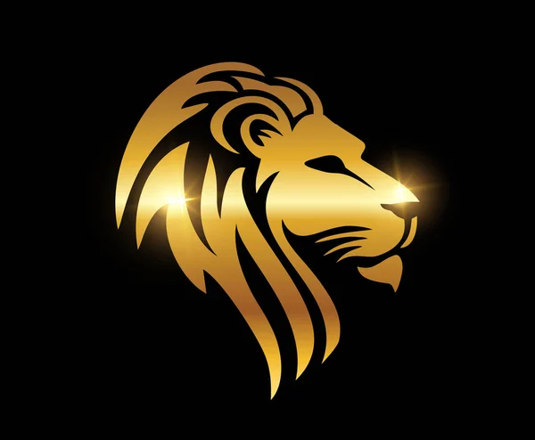Goldener Löwenkopf Vektor Logo Zeichen — Stockvektor