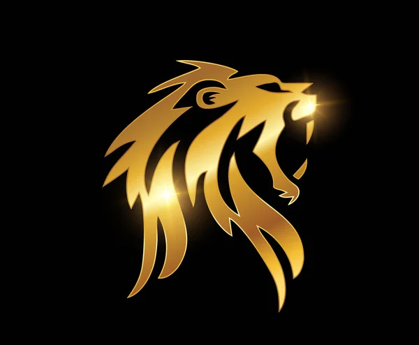 Golden Lion Head Vector Signe Logo — Image vectorielle