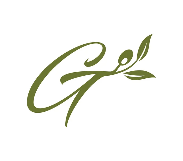 Üzüm Vine Monogramı Logo Harfi — Stok Vektör
