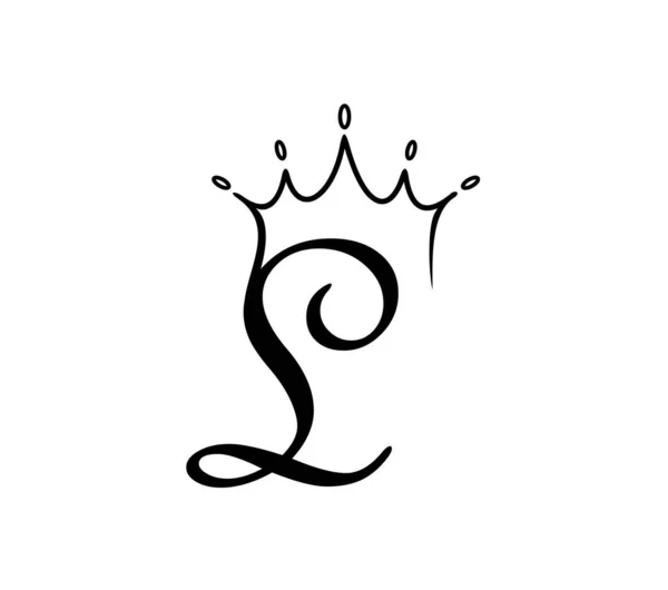 Logo Monogramme Couronne Lettre Initiale — Image vectorielle