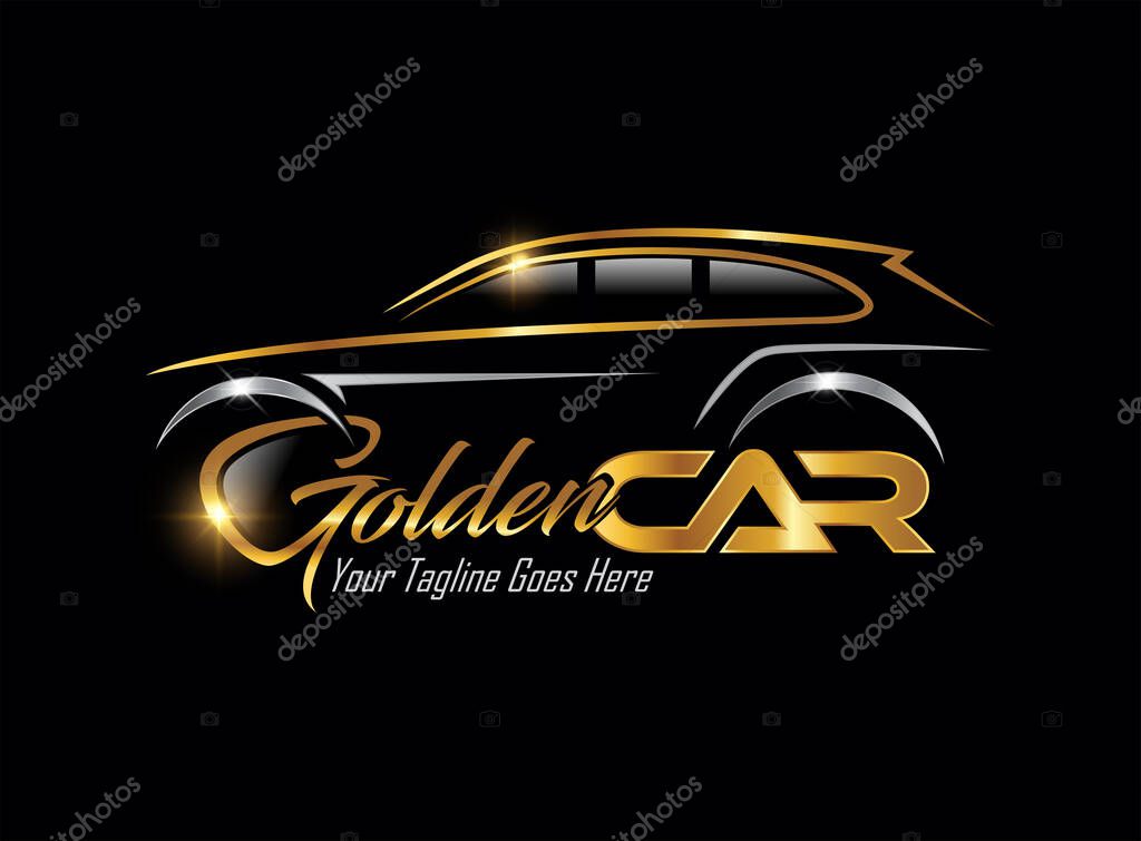 Golden Luxury car Logo Sign