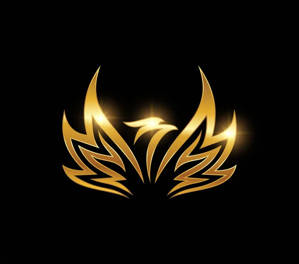 Logotipo Pássaro Voador Luxo Elegante Dourado —  Vetores de Stock