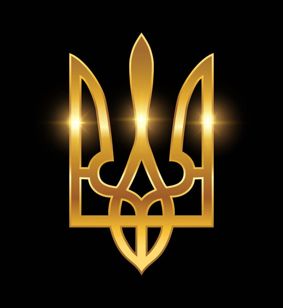 Ukrainian Trident Logo Emblem Ukraine Tryzub Gold Color