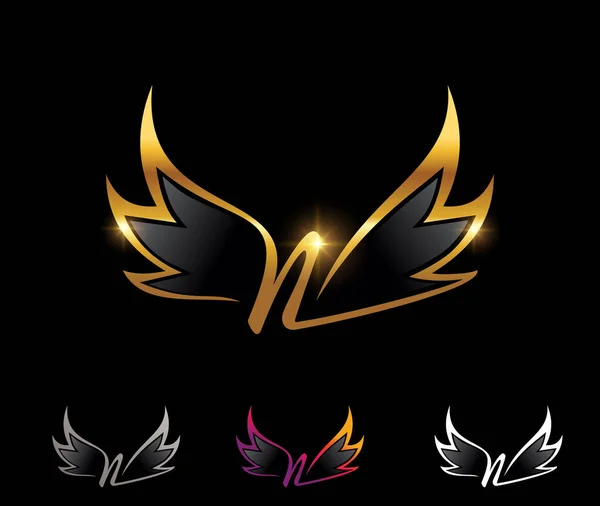 Golden Wings Monogram Logo Initial Letter — 스톡 벡터