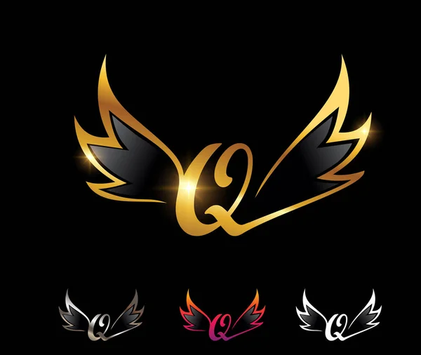 Logo Monogramu Zlatých Křídel Počáteční Písmeno — Stockový vektor