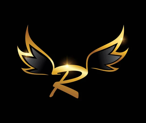 Golden Wings Mongram Logo Initial Letter — 스톡 벡터