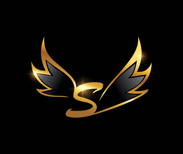 Golden Wings Monogramm Logo Anfangsbuchstabe — Stockvektor