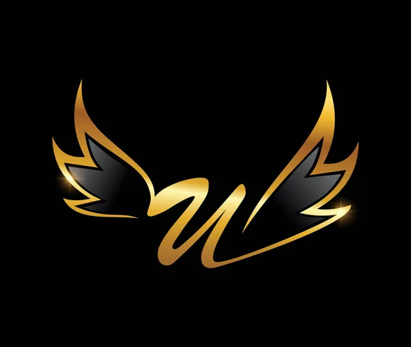 Logo Monogramu Zlatých Křídel Počáteční Písmeno — Stockový vektor