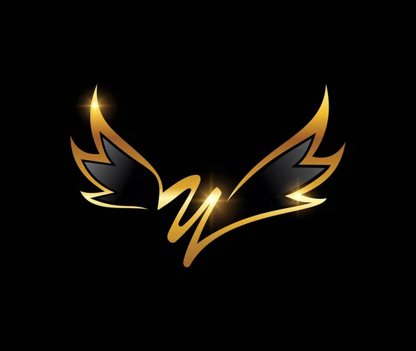 Logo Monogramme Golden Wings Lettre Initiale — Image vectorielle