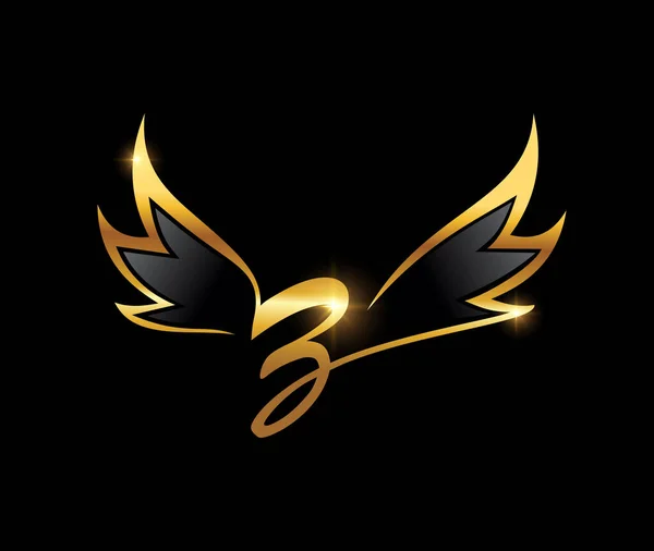 Golden Wings Mongram Logo Initial Letter — 스톡 벡터