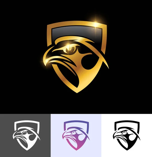 Golden Eagle Shield Logo Vectorteken — Stockvector