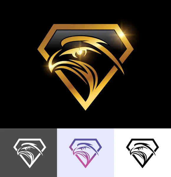 Golden Eagle Diamond Shape Logo Vector Sign — 스톡 벡터
