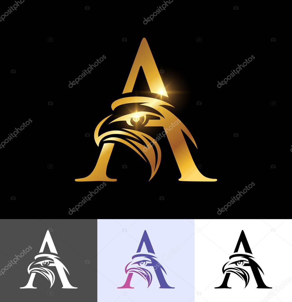 Golden Eagle Monogram Logo  letter A Vector Sign