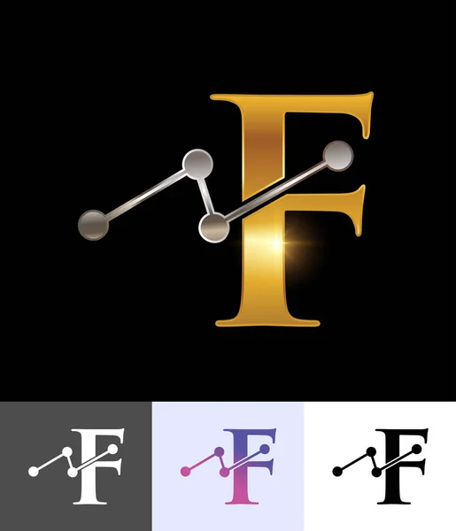Golden Technology Monogram Logo Letter — ストックベクタ