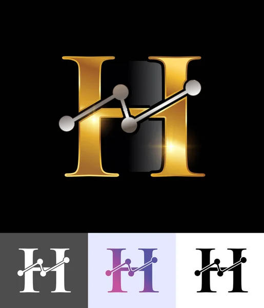 Golden Technology Monogram Logo Letter — Stockvector
