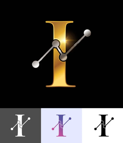 Gouden Technologie Monogram Logo Letter — Stockvector