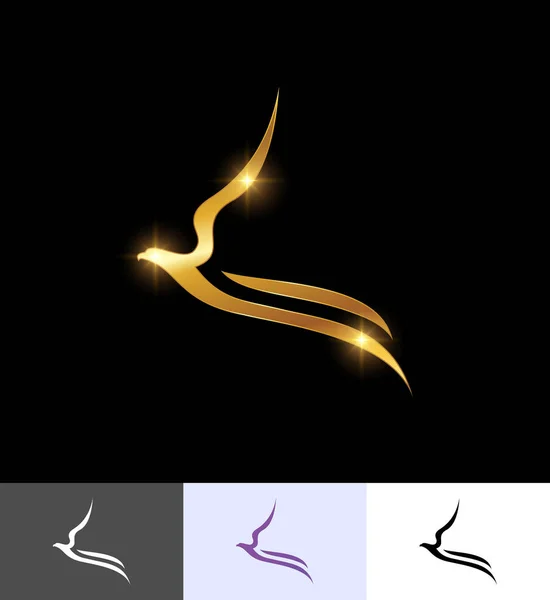 Gyllene Örnen Fågel Logotyp Tecken — Stock vektor