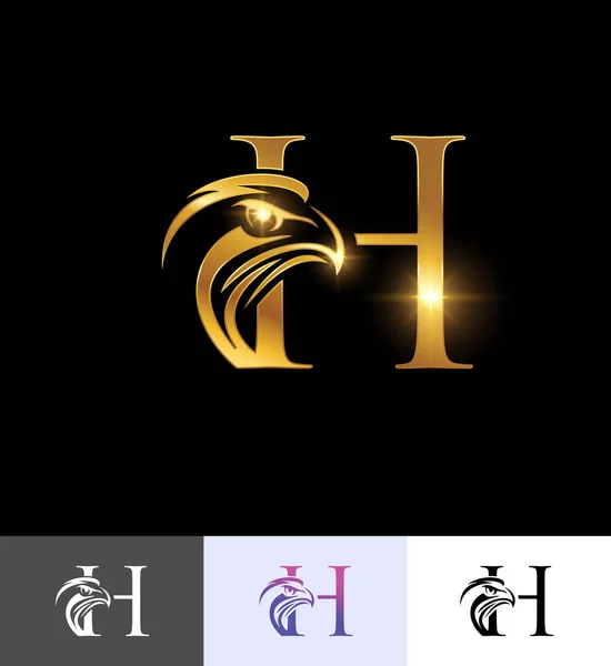 Golden Eagle Monogram Initial Letter — 스톡 벡터