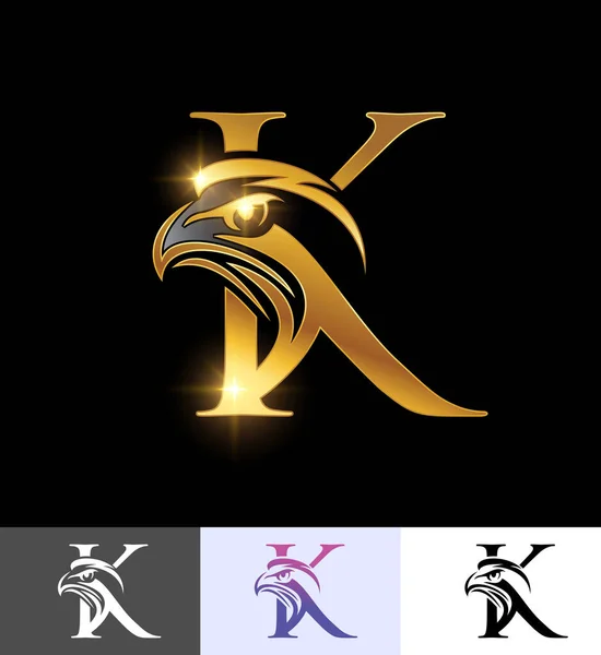 Golden Eagle Monogram Initial Letter — 스톡 벡터