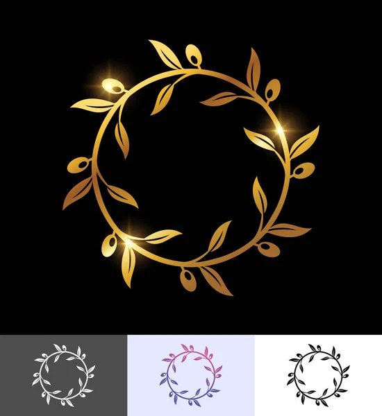 Golden Circle Leaf Ornament — Stock Vector