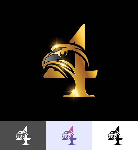 Monogramma Golden Eagle Numero — Vettoriale Stock