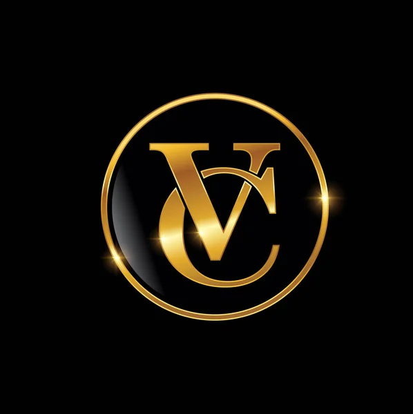 Golden Monogram Initial Logo Sign —  Vetores de Stock