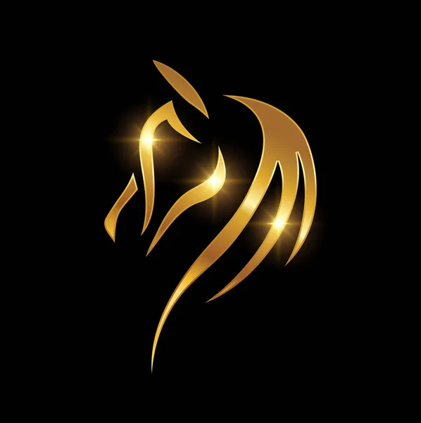 Golden Head Horse Logo Signe — Image vectorielle