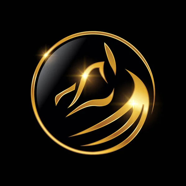 Golden Head Horse Logo Teken — Stockvector