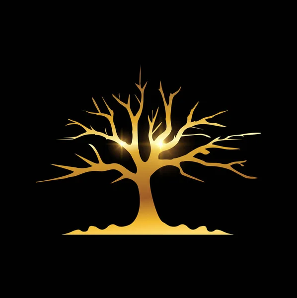 Золоте Дерево Символ Логотип Знак — стоковий вектор