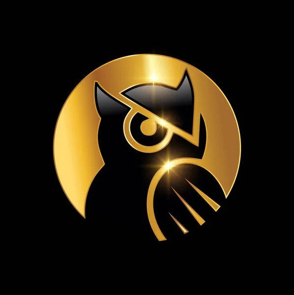 Golden Owl Symbol Logo Sign — Stock Vector