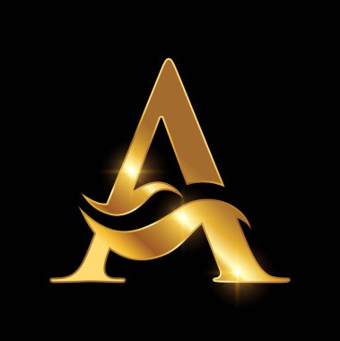 Altın Lüks Logo Monogramı Baş Harf A