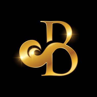Altın Lüks Logo Monogramı İlk harf B