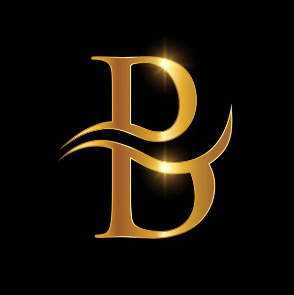 Golden Luxury Logo Monogram Initial Letter — ストックベクタ