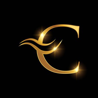 Altın Lüks Swoosh İlk harf C Logosu