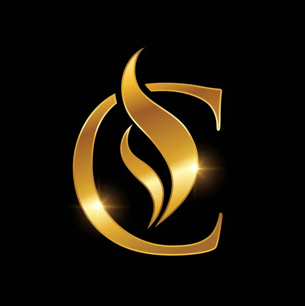 Golden Luxury Swoosh Úvodní Písmeno Logo — Stockový vektor