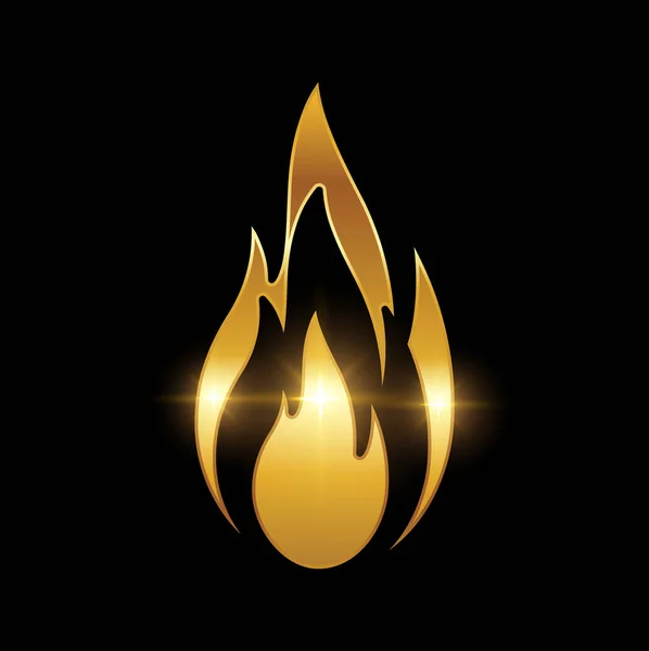 Signo Logotipo Símbolo Llama Fuego Dorado — Vector de stock