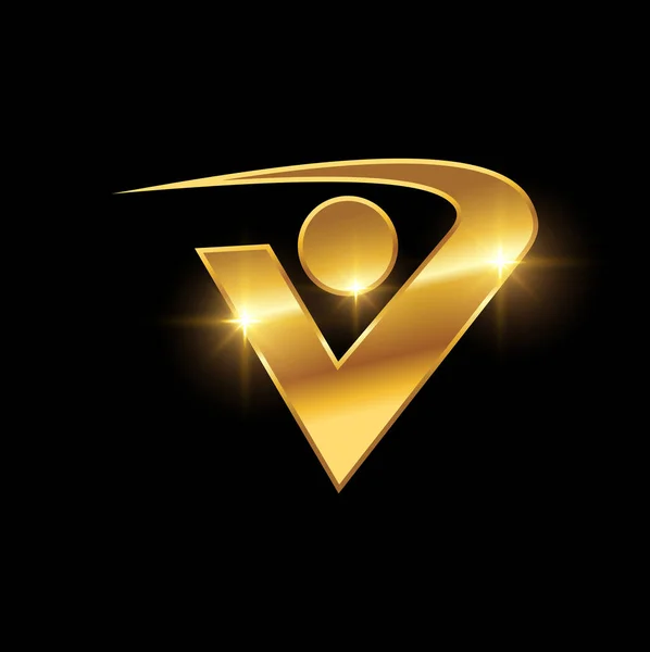 Golden People Carta Símbolo Logotipo Sinal —  Vetores de Stock
