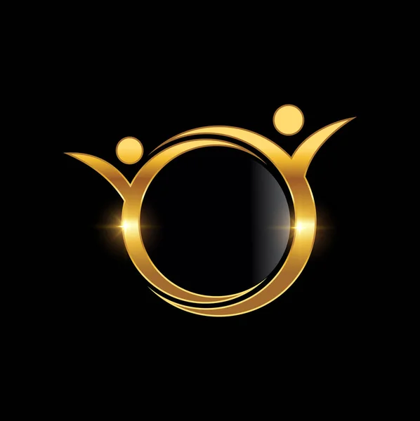 Golden People Circle Symbol Logo Sign — Wektor stockowy
