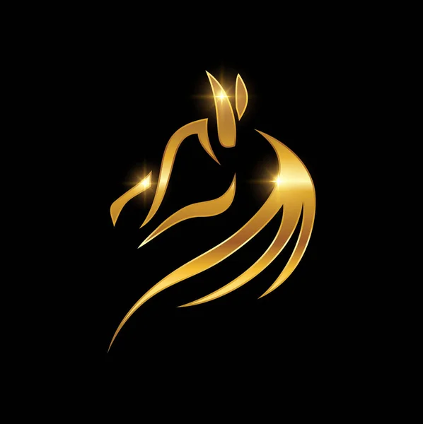 Золотий Кінь Голова Лінія Логотип Знак — стоковий вектор
