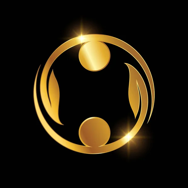 Golden Coaching People Symbol Logo Sign — Archivo Imágenes Vectoriales