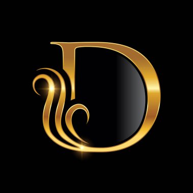 Altın Monogram Logosu Baş harfi D 