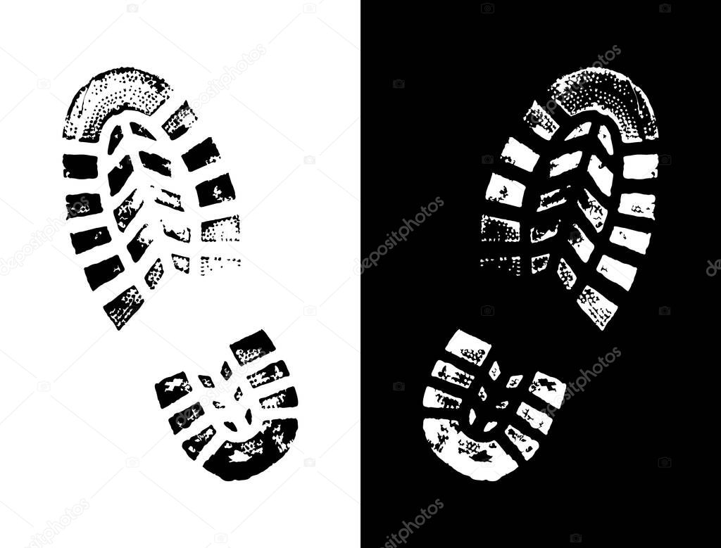Shoeprints icon in black and white vector sign