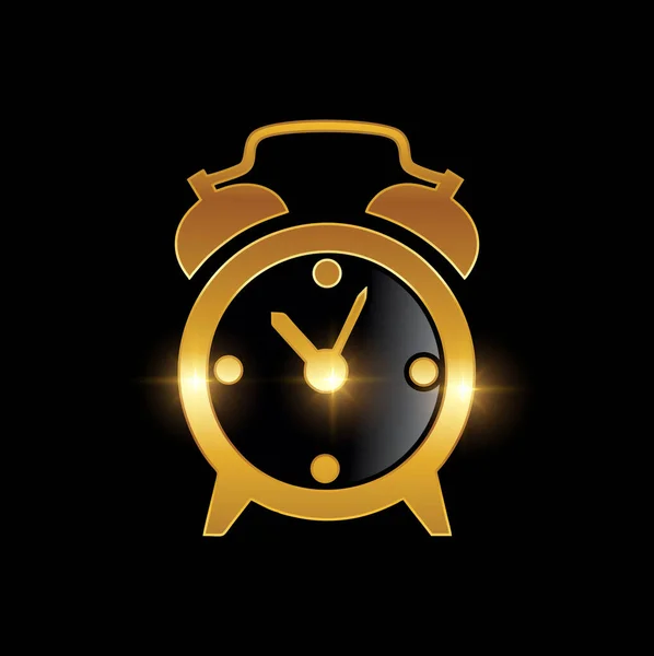 Golden Clock Symbol Logo Sign — ストックベクタ